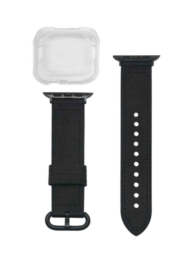 MARGOUN 2-Piece Replacement Band And Case For Apple Watch 42 mm Black/Clear - Image 1