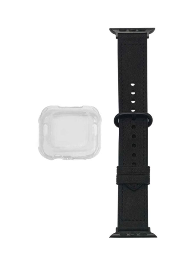 MARGOUN 2-Piece Replacement Band And Case For Apple Watch 42 mm Black/Clear - Image 2