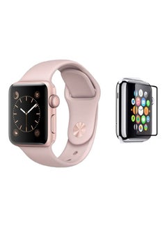 Silicone Wrist Band with a Glass Screen Protector For Apple Watch Series 3/4/5 38-40mm Pink