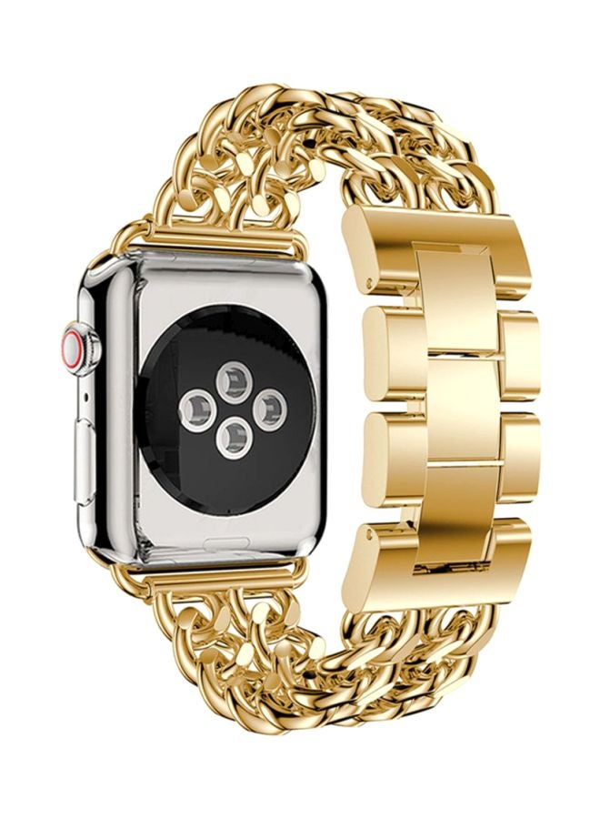 Voberry Double Row Cowboy Chain Metal Replacement Band For Apple Watch Series 4 44mm Gold - Image 2