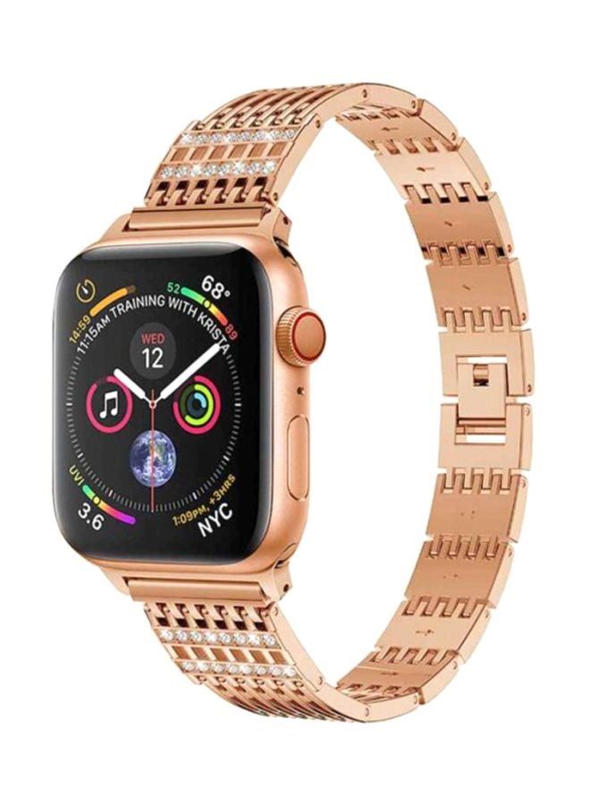 Replacement Stone Studded Band For Apple Watch Series 4 44mm Rose Gold