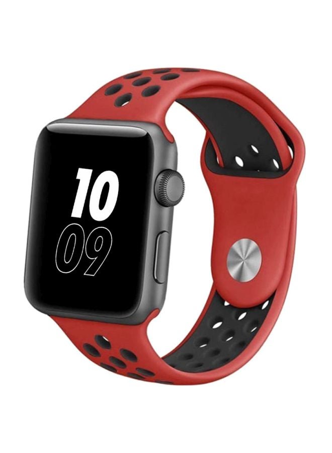 MARGOUN - Silicone Replacement Band For Apple Watch Series 1/Series 2/Sport Edition 42mm Red/Black - Image 1