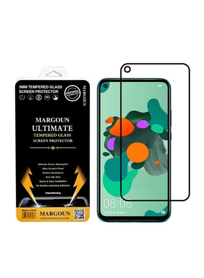 مارجون لاصقة حماية للشاشة من الزجاج المقوى بحافة ثلاثية الأبعاد لهاتف هواوي ميت 30 لايت أسود / شفاف - Image 2