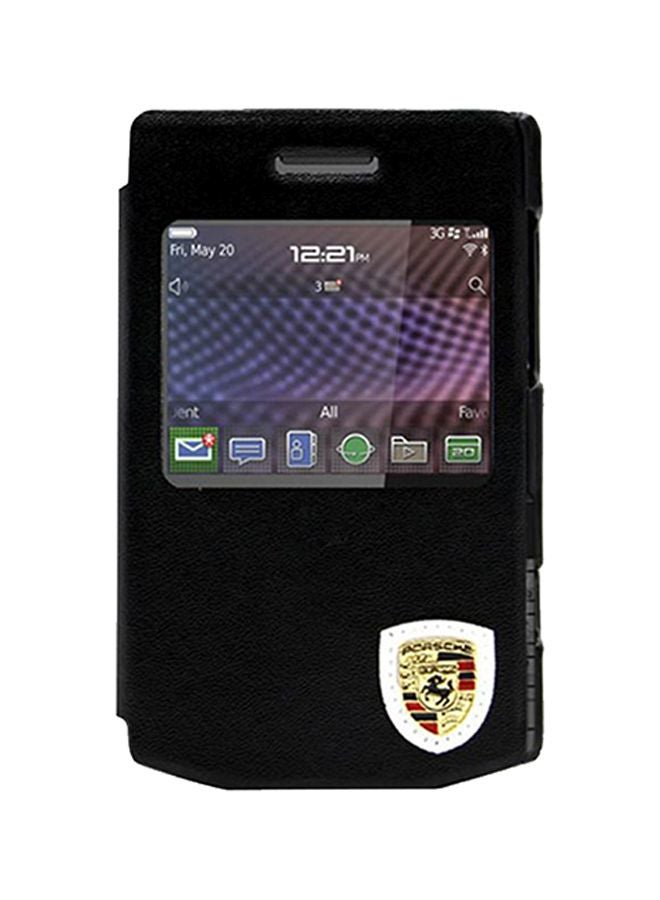 Protective Flip Case Cover For BlackBerry Porsche P9981 Black/Clear