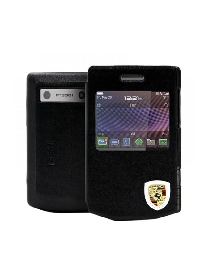 Protective Flip Case Cover For BlackBerry Porsche P9981 Black/Clear