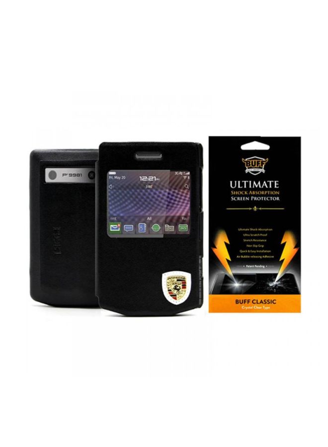 Protective Flip Case Cover For BlackBerry Porsche P9981 Black/Clear