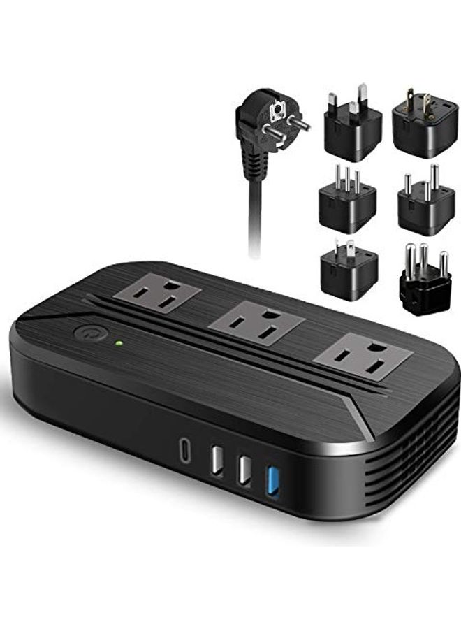 محول طاقة للسفر من 220 الى 110 فولت . أسود - Image 1