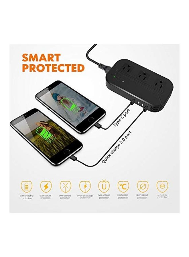 محول طاقة للسفر من 220 الى 110 فولت . أسود - Image 4