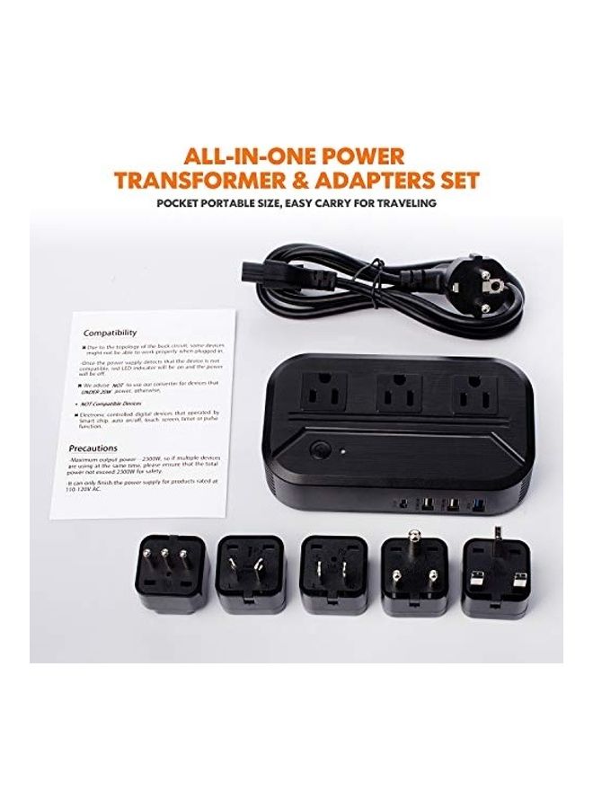 محول طاقة للسفر من 220 الى 110 فولت . أسود - Image 5
