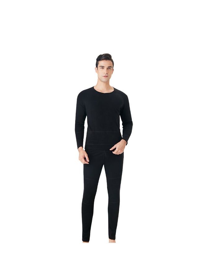 USB Charging Electric Heating T-Shirt And Pants Set Black  - Image 1