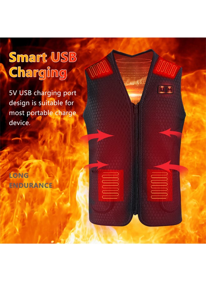 3 Speeds Adjustable Temperature 7 Heating Vest Black