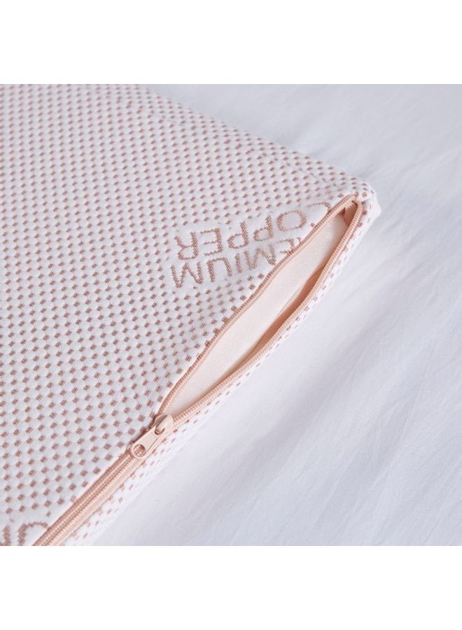 Home Box - Premium Quality Essence Copper Infused Memory Foam Soft Touch Washable Spill And Stain Resistant Twin Size Mattress Topper Polyester Beige 200x120cm - Image 1