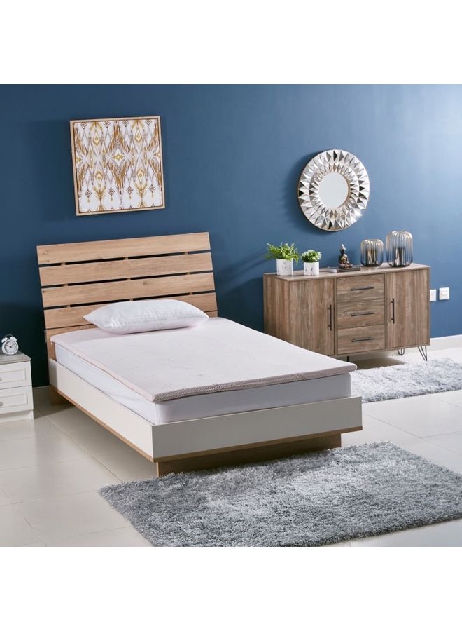 Home Box - Premium Quality Essence Copper Infused Memory Foam Soft Touch Washable Spill And Stain Resistant Twin Size Mattress Topper Polyester Beige 200x120cm - Image 1