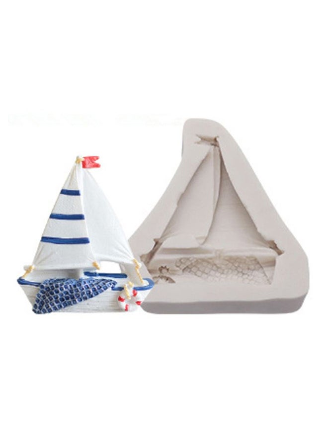 آيسانك قالب خبز للزينة على شكل قارب شراعي أبيض 7.9x6.7x1.6سم - Image 1