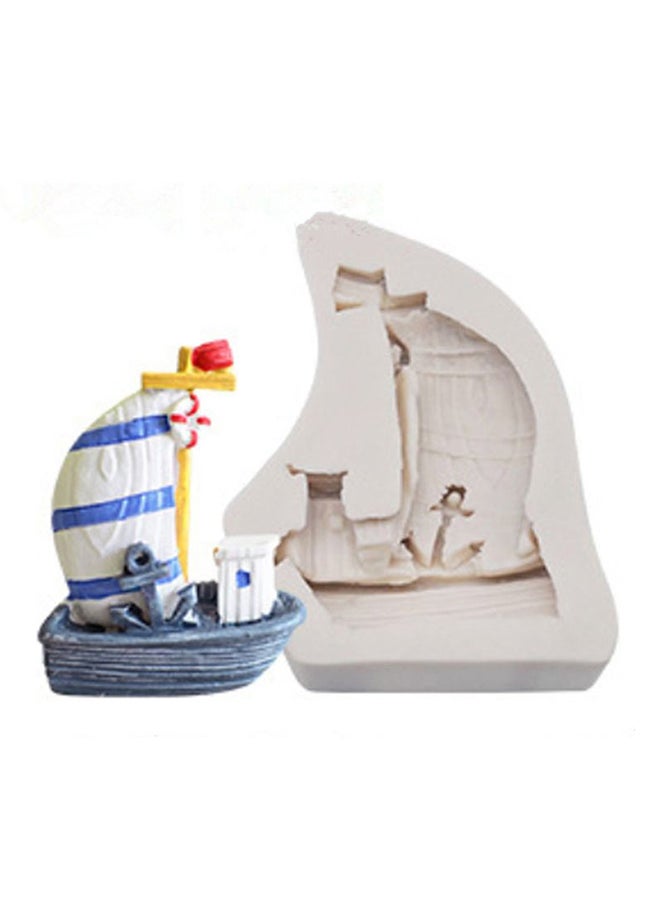 ISank Sailboat Shaped Decorative Baking Mould White 8.2x6x1.8cm - Image 1