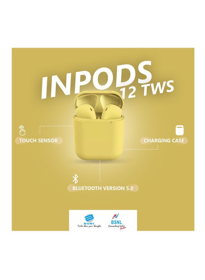 BSNL - InPods12 In-Ear Bluetooth Headphones With Touch Sensor Yellow - Image 1