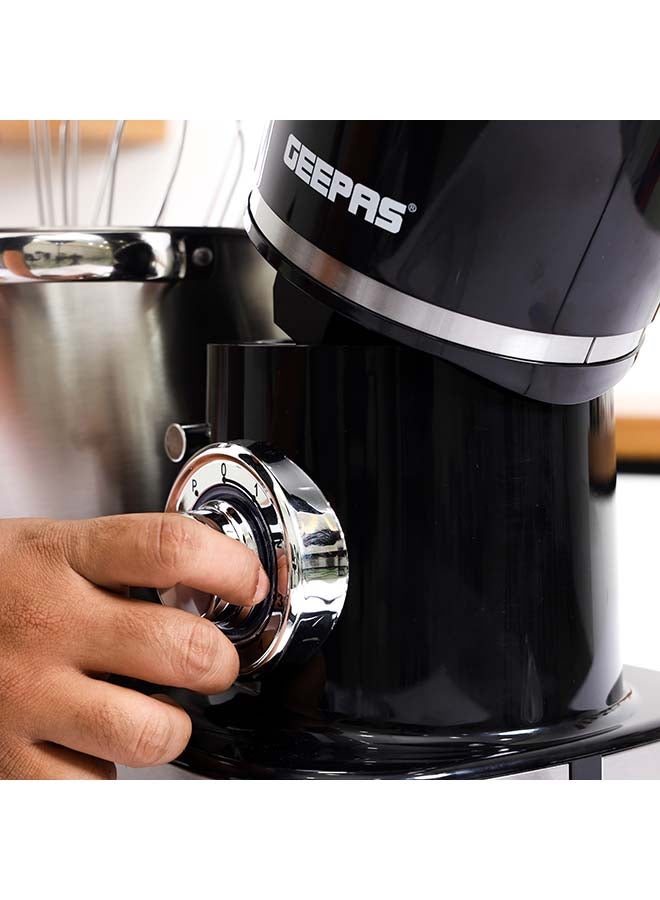 GEEPAS - Stand Mixer with Stainless Steel Mixing Bowl 6 Speed with Pulse or Eject Button Whisk Beaters Dough Hook LED power indicator Ideal for Bread and Dough 8.5 L 1500 W GSM43040 Black - Image 1