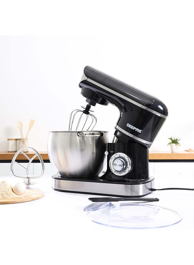 GEEPAS - Stand Mixer with Stainless Steel Mixing Bowl 6 Speed with Pulse or Eject Button Whisk Beaters Dough Hook LED power indicator Ideal for Bread and Dough 8.5 L 1500 W GSM43040 Black - Image 1