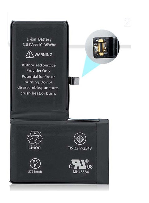 2716.0 mAh Replacement Battery For Apple iPhone X Black
