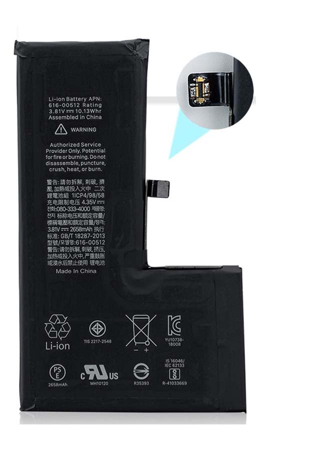 Captaintech 2658.0 mAh Replacement Battery For Apple iPhone XS Black - Image 1