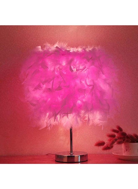 Modern Handmade Feather Lampshade Bedside Table Lamp Pink 20x30cm