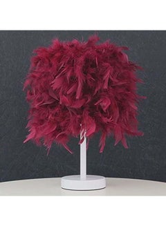 Modern Handmade Feather Lampshade Bedside Table Lamp Red 20x30cm