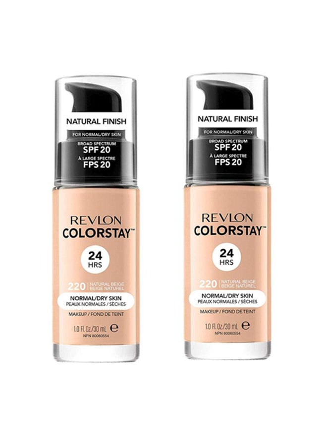 Revlon Pack Of 2 ColorStay Makeup Foundation With SPF 20 220 Natural Beige - Image 1