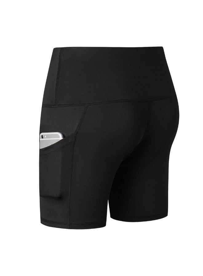 Generic - Side Pocket Tummy Control Workout Shorts Black - Image 1