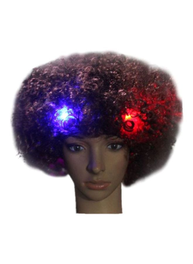 Voberry Party Disco LED Flash Afro Masquerade Clown Hair Wig brown/red/blue 25x16x5cm - Image 1