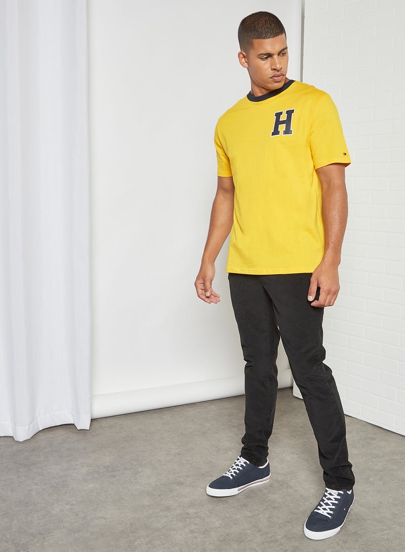 TOMMY HILFIGER - Venice Mid Rise Slim Flex Velvet Trousers Black - Image 1