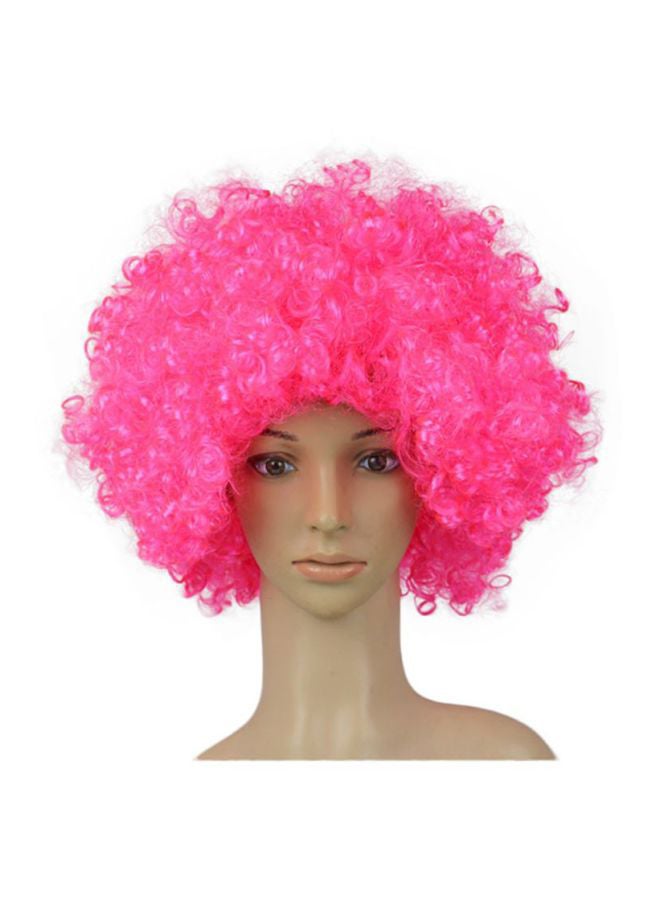 فوبيري شعر مستعار تنكري بتصميم شعر أفرو للمهرج مضحك للديسكو والحفلات وردي 25x16x5سم - Image 1