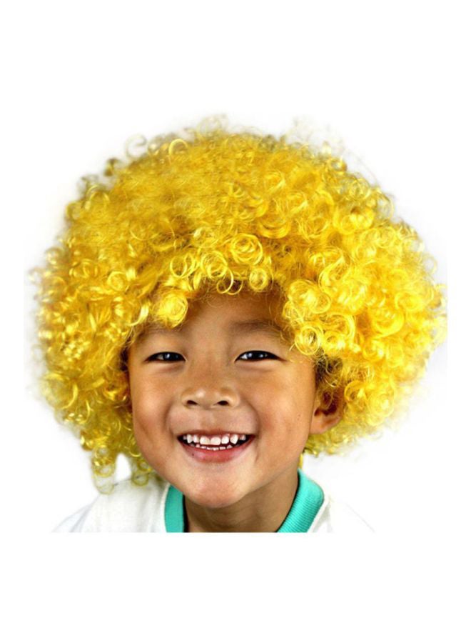 Voberry Party Disco Funny Afro Clown Football Fan-Kids Masquerade Wig Yellow 25x16x5cm