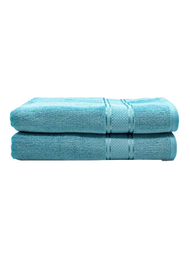RISHAHOME 2-Piece Cotton Bath Towel Set Sky Blue 70x140cm  - Image 1