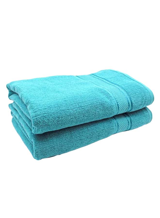 RISHAHOME 2-Piece Cotton Bath Towel Set Sky Blue 70x140cm  - Image 2