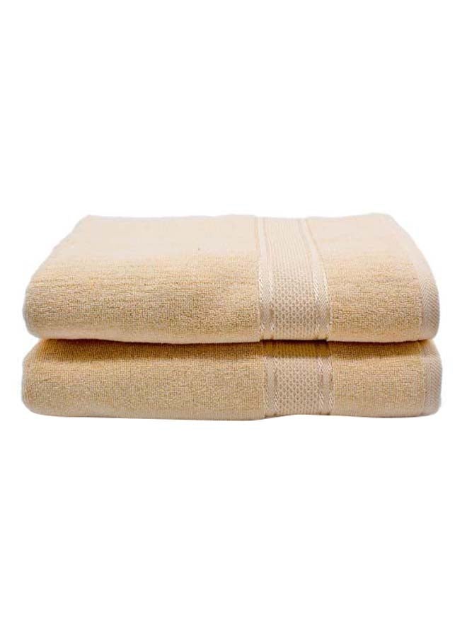 RISHAHOME 2-Piece Cotton Bath Towel Set Cream 70x140cm  - Image 1