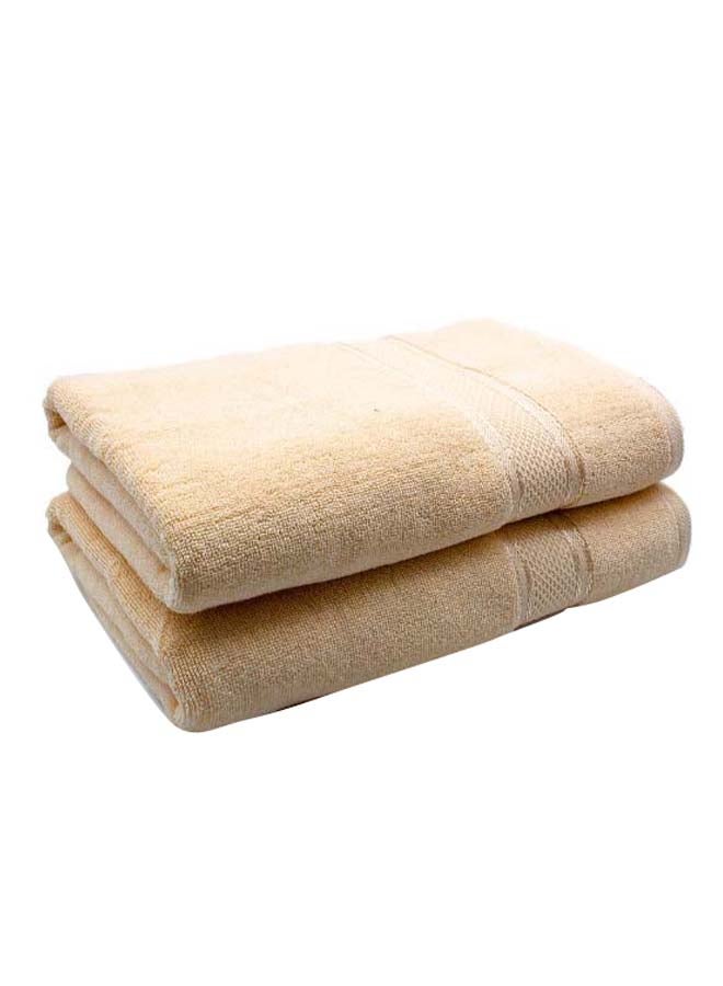 RISHAHOME 2-Piece Cotton Bath Towel Set Cream 70x140cm  - Image 2