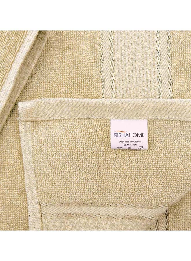 RISHAHOME 2-Piece Cotton Bath Towel Set Cream 70x140cm  - Image 4