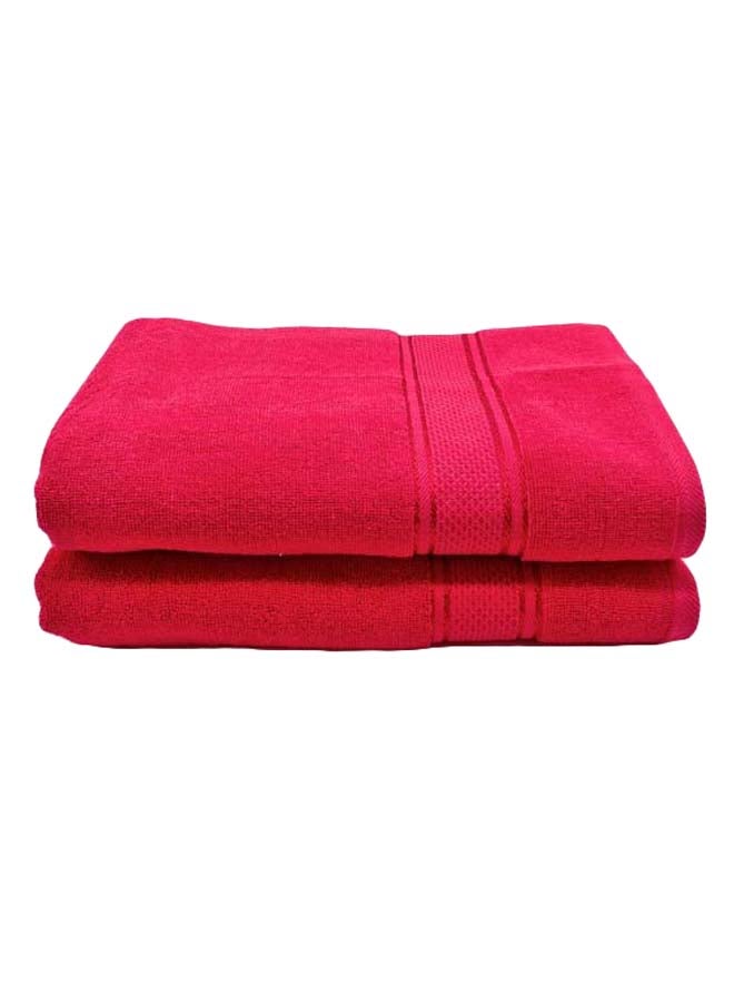RISHAHOME 2-Piece Cotton Bath Towel Set Red 70x140cm  - Image 1