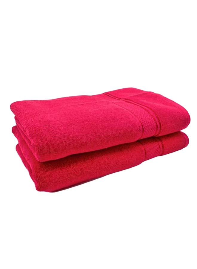 RISHAHOME 2-Piece Cotton Bath Towel Set Red 70x140cm  - Image 2