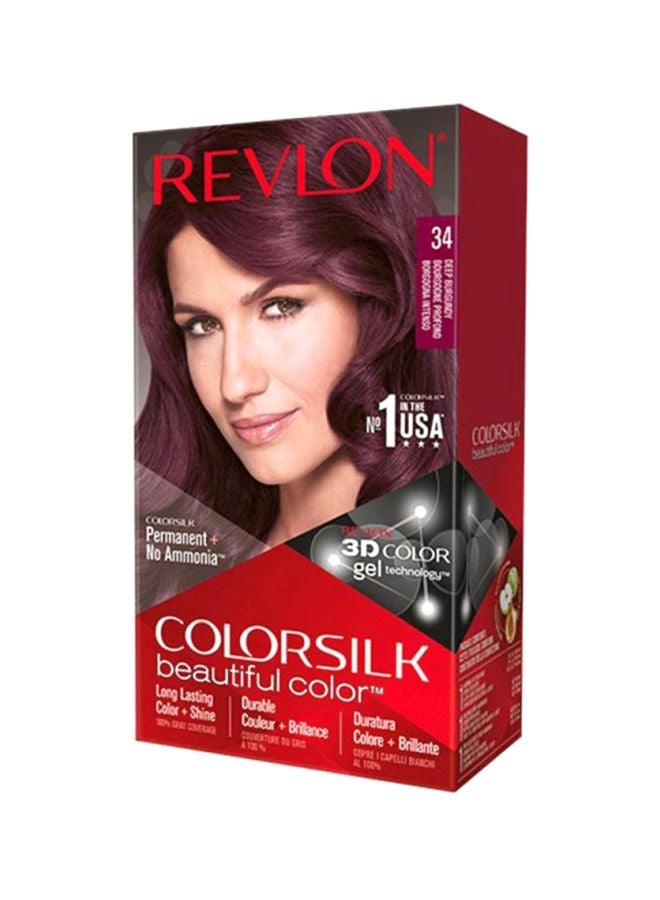 Revlon ColorSilk Beautiful Permanent Hair Colour 34 Deep Burgundy 60ml  - Image 1