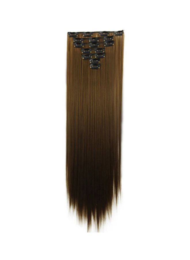 1-Piece 16 Clip In Hair Long Straight Fiber Wig Brown 18x15x3cm