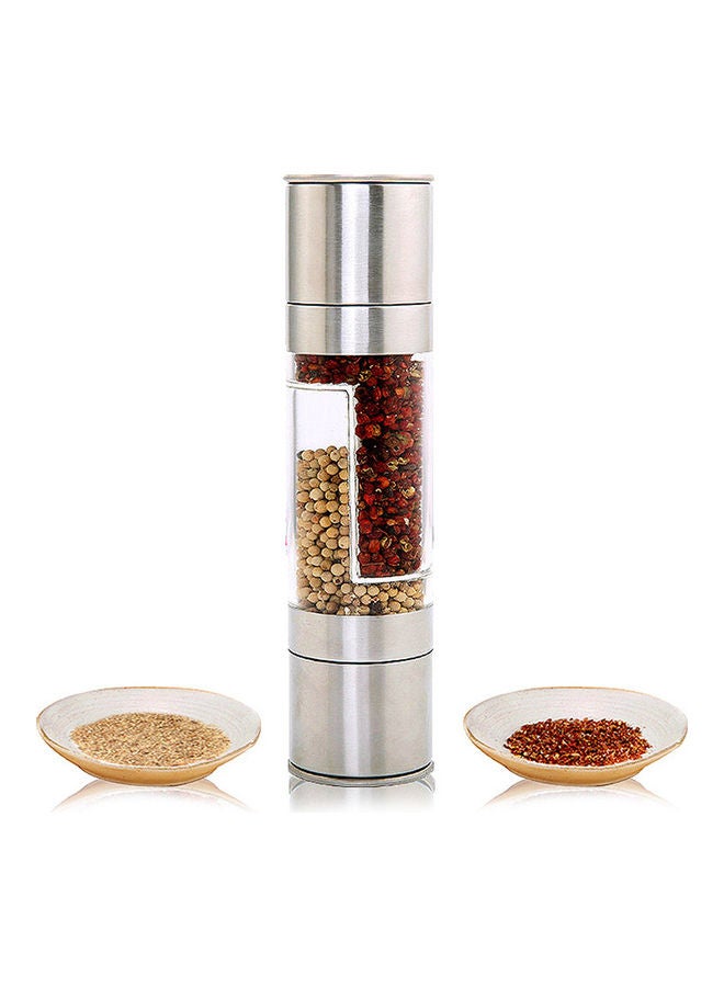 2 In 1 Manual Salt Pepper Mill Herb Spice Grinder Silver/Clear - v1616492946/N45702036A_2