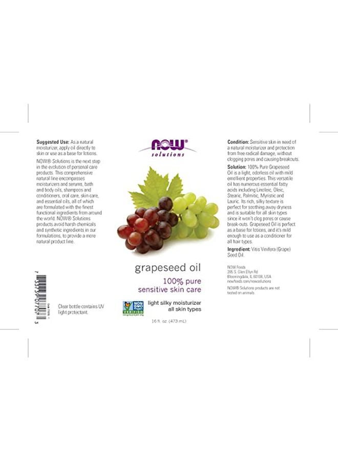 Now Foods Solutions Grapeseed Oil 473ml  - Image 3