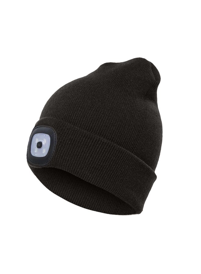 Knitted Built-In Led Light Autumn Winter Hiking Hat Black - Image 1