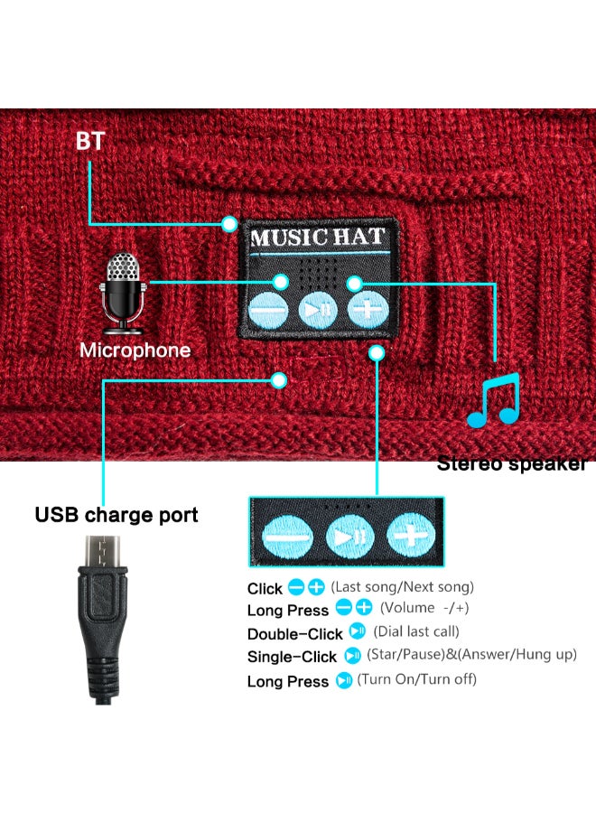Generic Music Knitted Built-In Led Light Autumn Winter Hiking Hat Black  - Image 4