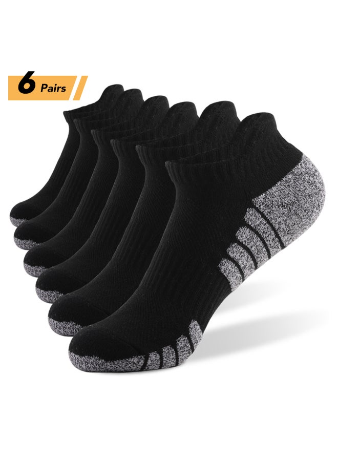 Set Of 6 Pair Of Athletic Anti-Skid Low-Cut Socks Black/Grey - Image 1