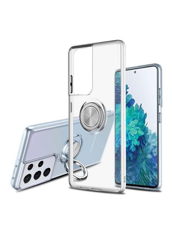 Protective Clear Body Soft TPU Case With 360 Degree Rotation Ring For Samsung Galaxy S21 Ultra clear clear