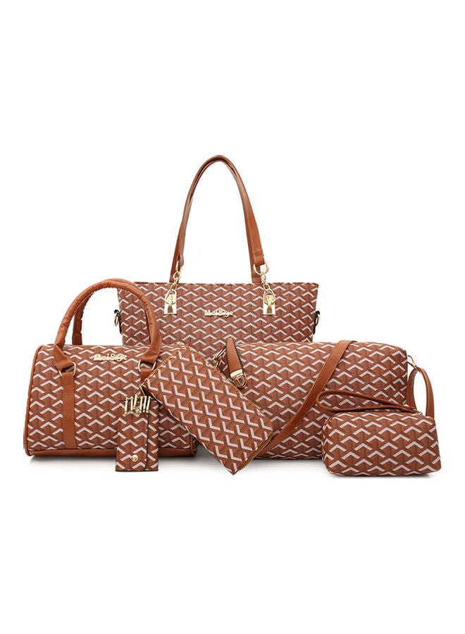 6-Pieces fashion shoulder Bag Brown  - Image 1