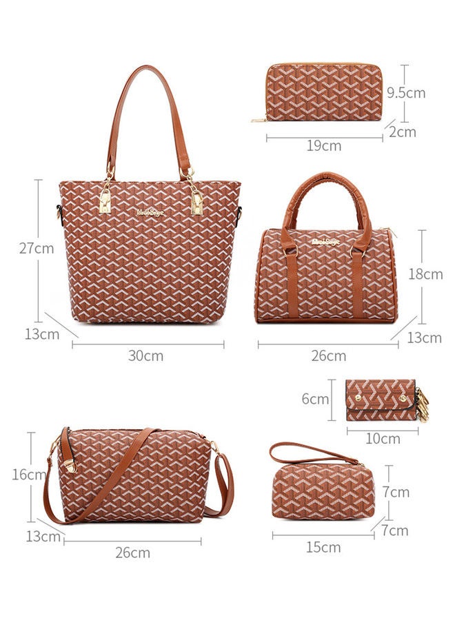 6-Pieces fashion shoulder Bag Brown  - Image 3