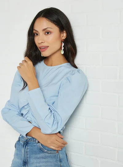 ONLY Ruched Front Top Cashmere Blue